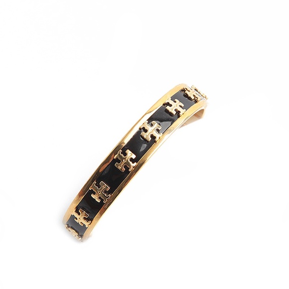 NEW Tory Burch Black Raised Logo Cuff Bracelet - Picture 5 of 8